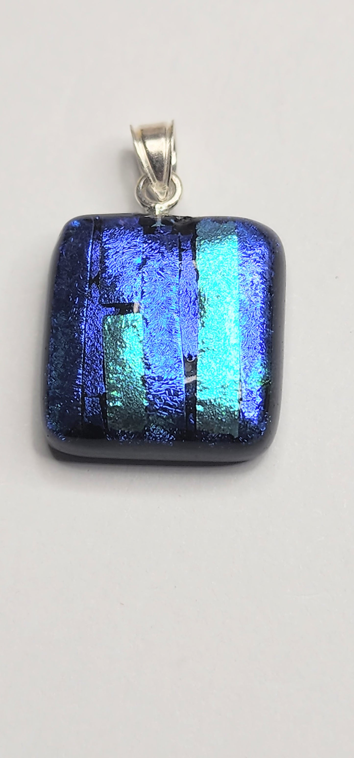 Dainty Glass Pendant - Solid Sterling Silver