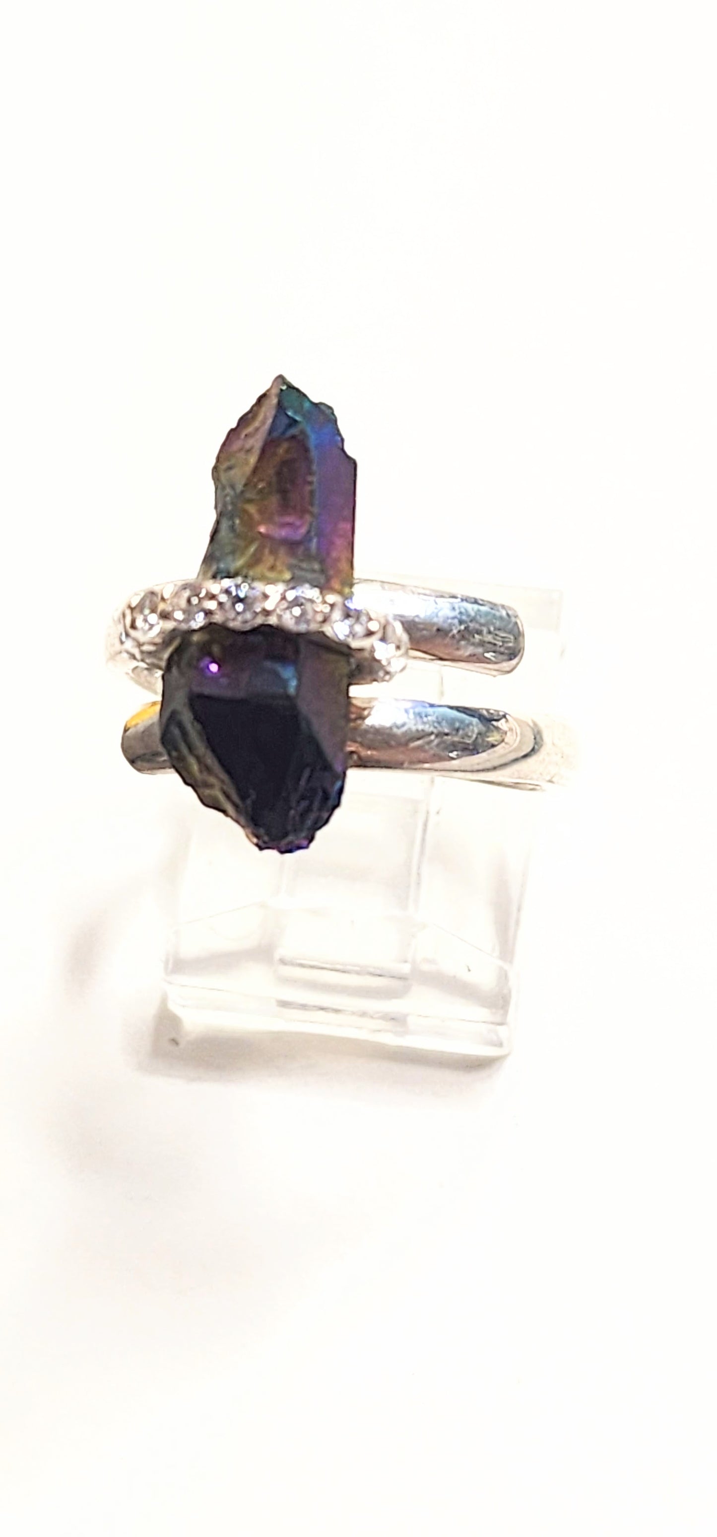 Raw Treated Quartz & CZ Ring - SSS