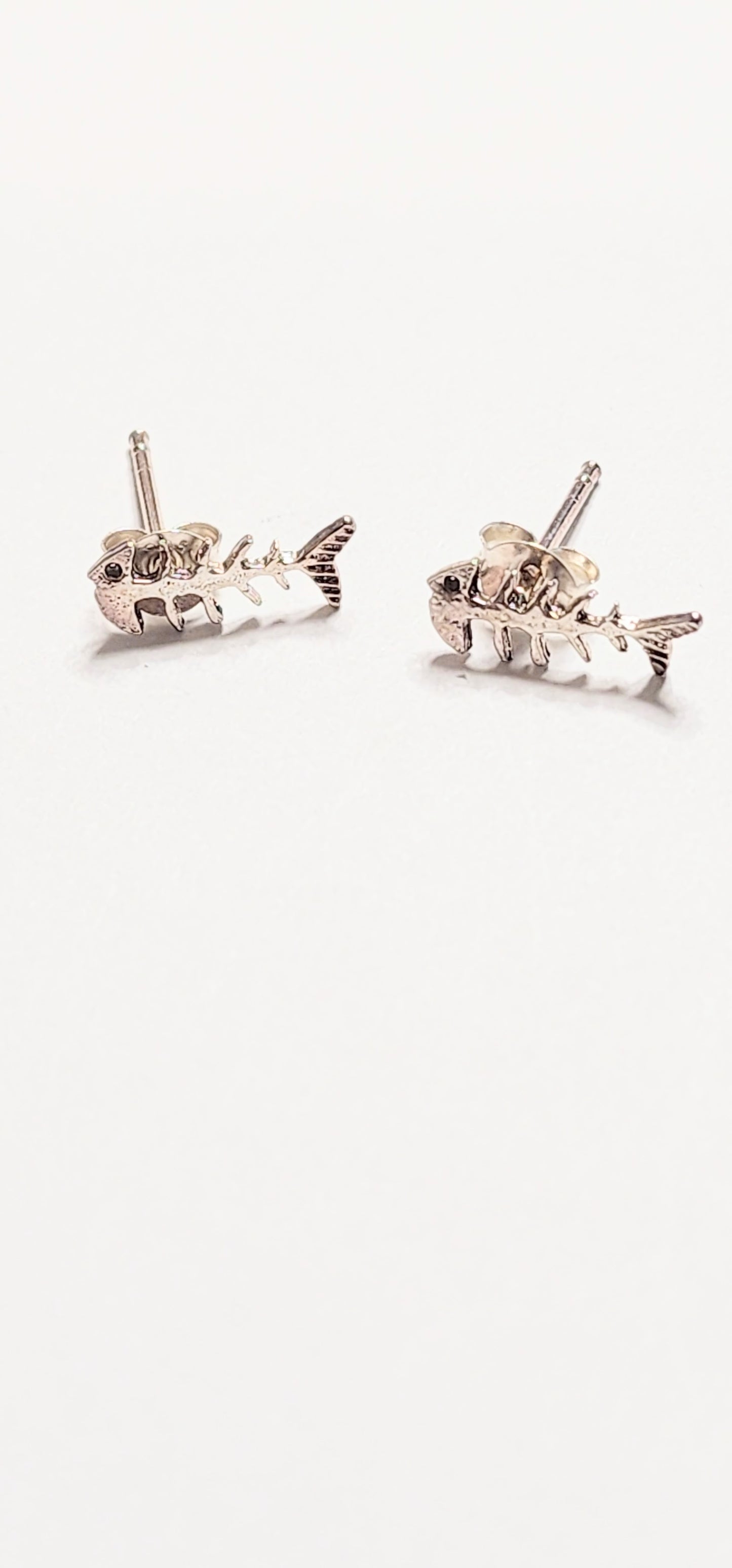 Dainty Fish Bone Studs - Solid Sterling Silver
