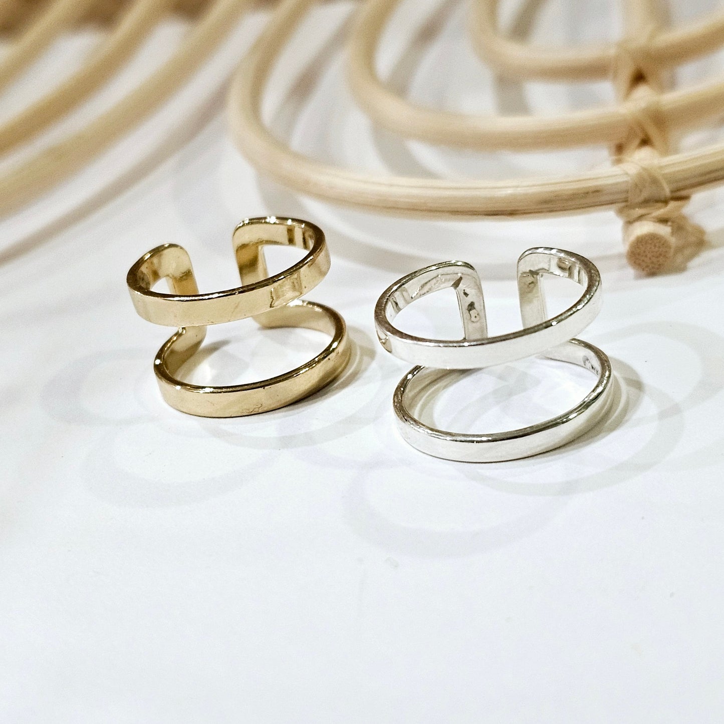 Double Bar Midi Ring - Sterling or Gold