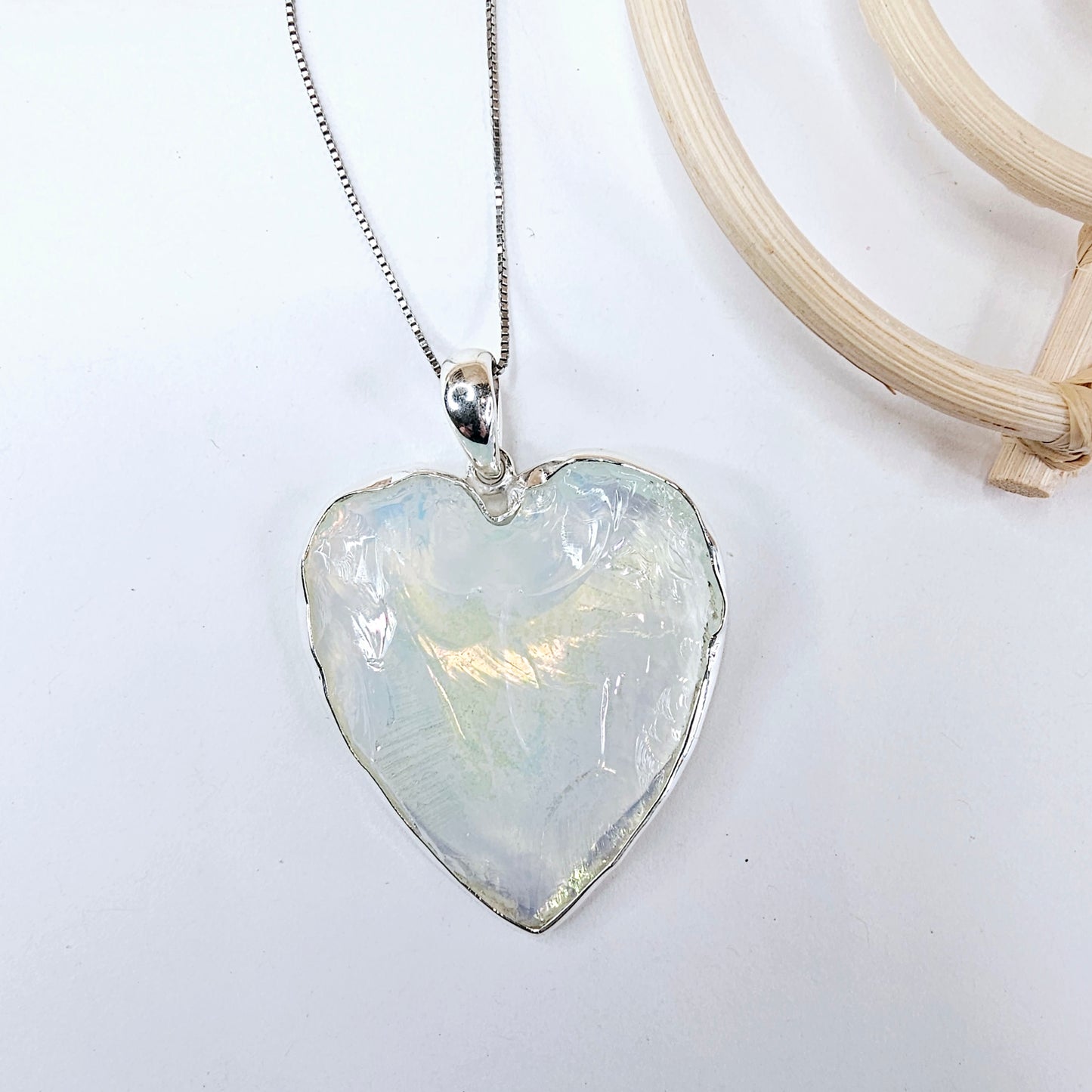 Aurora Treated Heart Pendant - Solid Sterling Silver