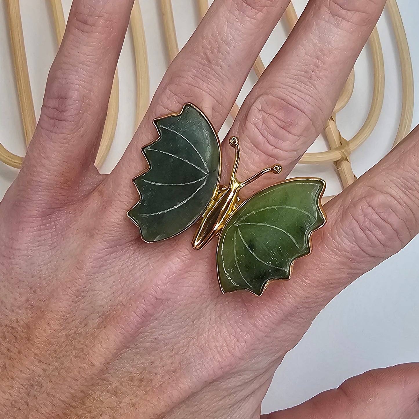 Jade Butterfly Ring - Alchemia Gold