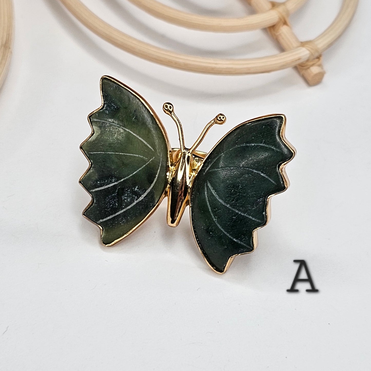 Jade Butterfly Ring - Alchemia Gold
