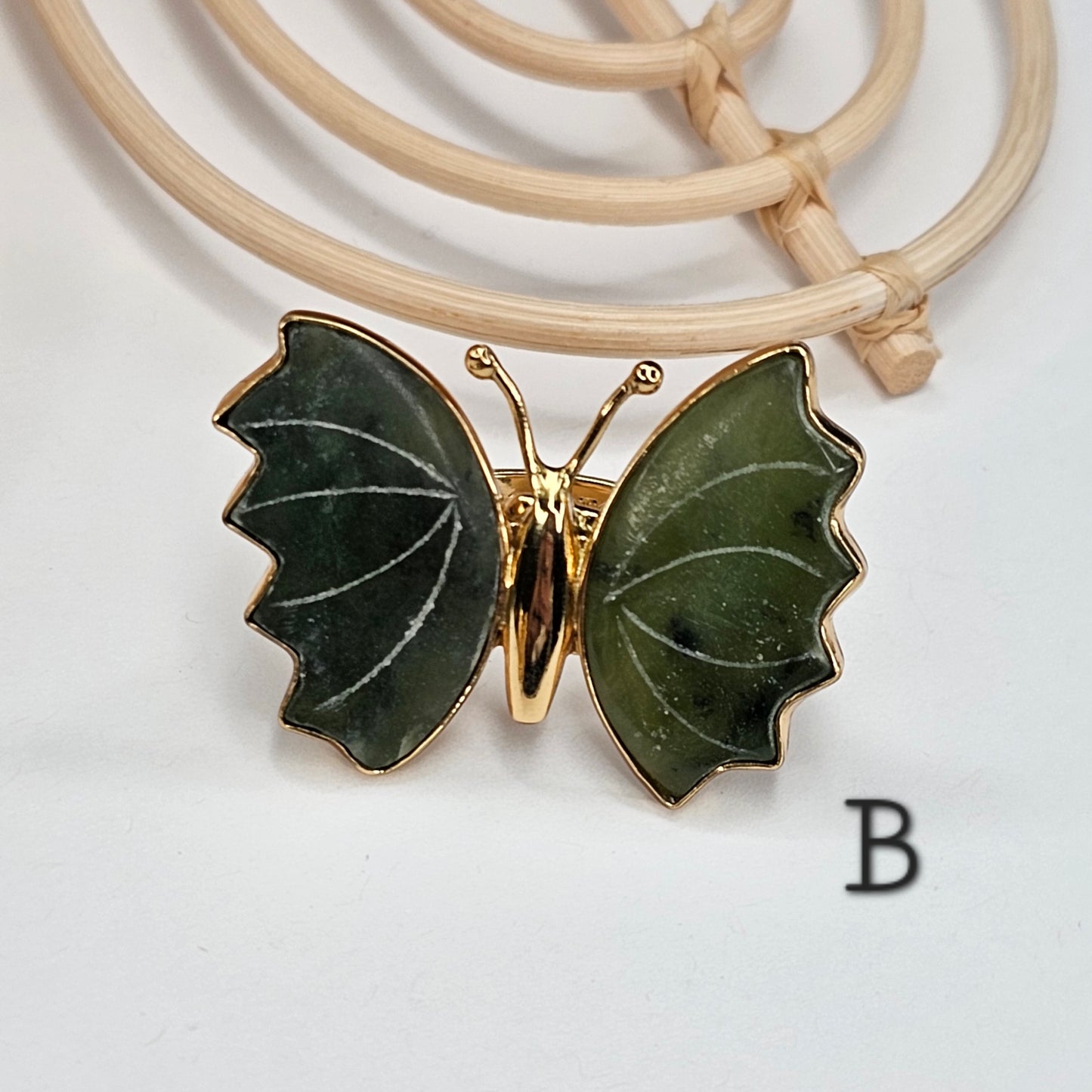 Jade Butterfly Ring - Alchemia Gold