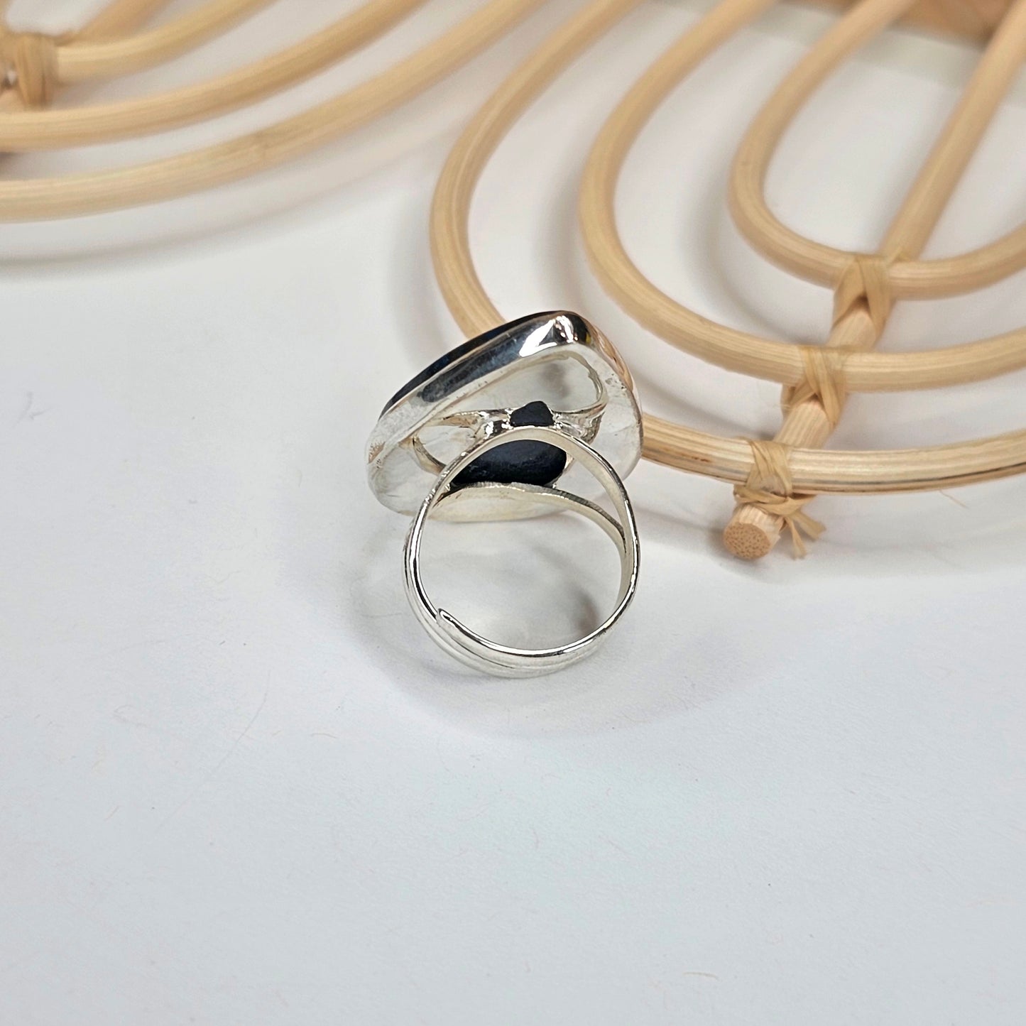 Chrysocolla Adjustable Ring - Solid Sterling Silver