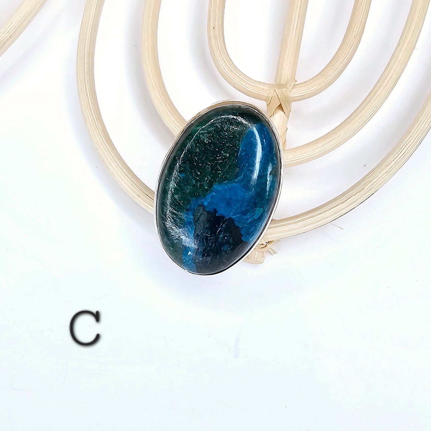 Chrysocolla Adjustable Ring - Solid Sterling Silver