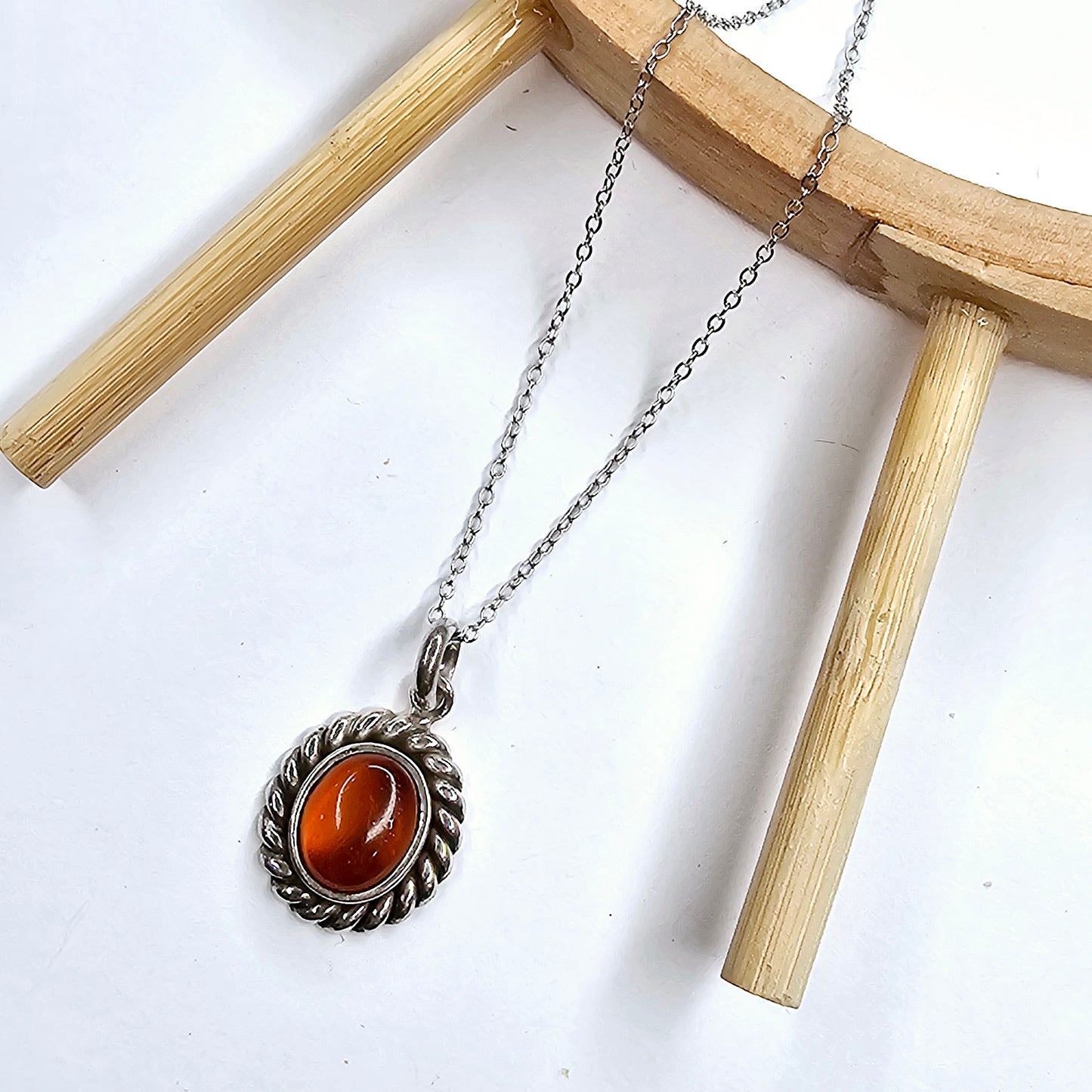 Dainty Amber Boho Charm - Solid Sterling Silver