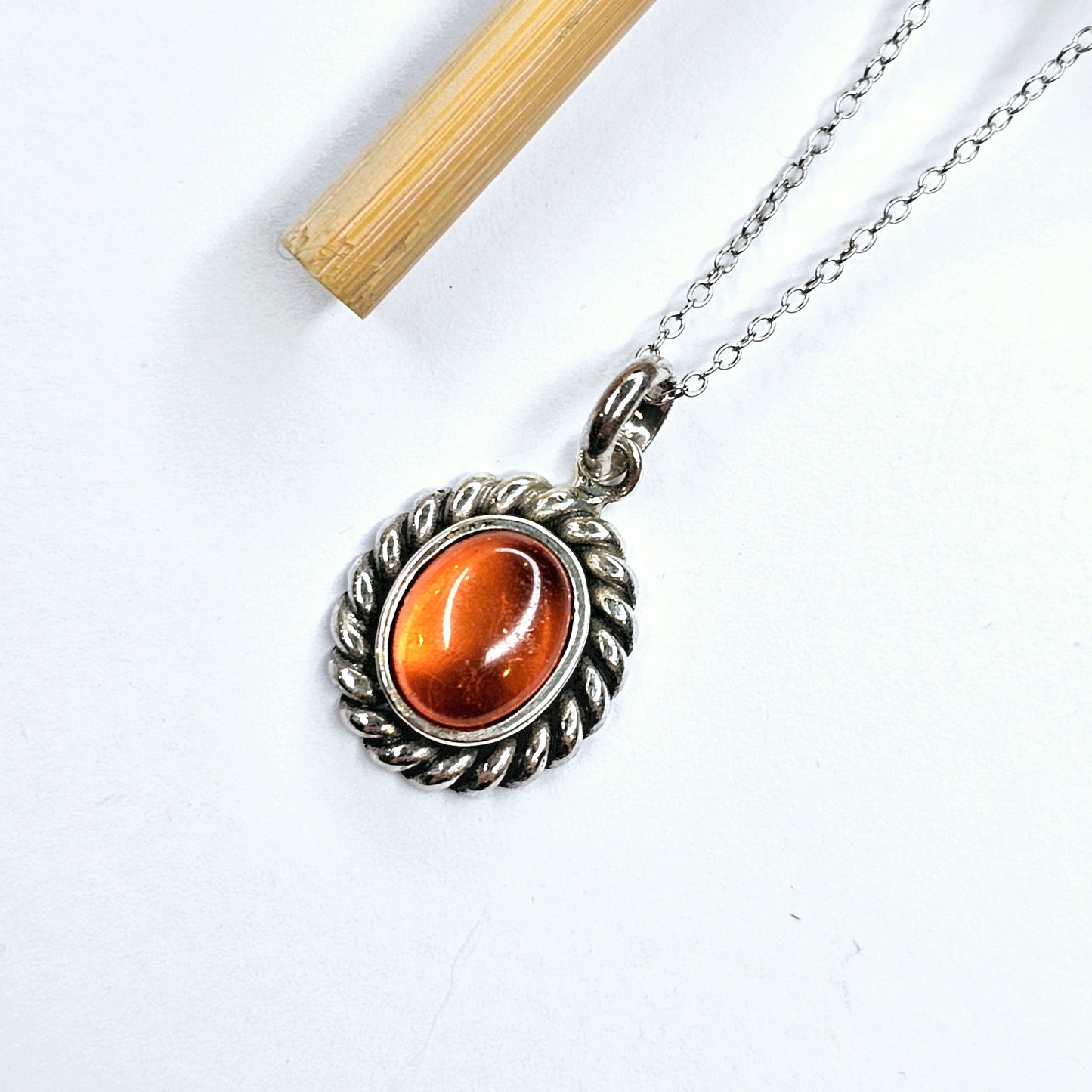 Dainty Amber Boho Charm - Solid Sterling Silver