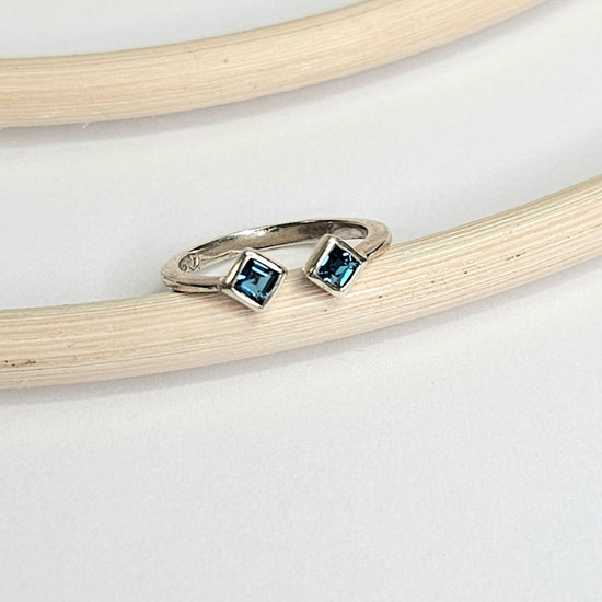 Blue Topaz Midi Ring - Solid Sterling Silver