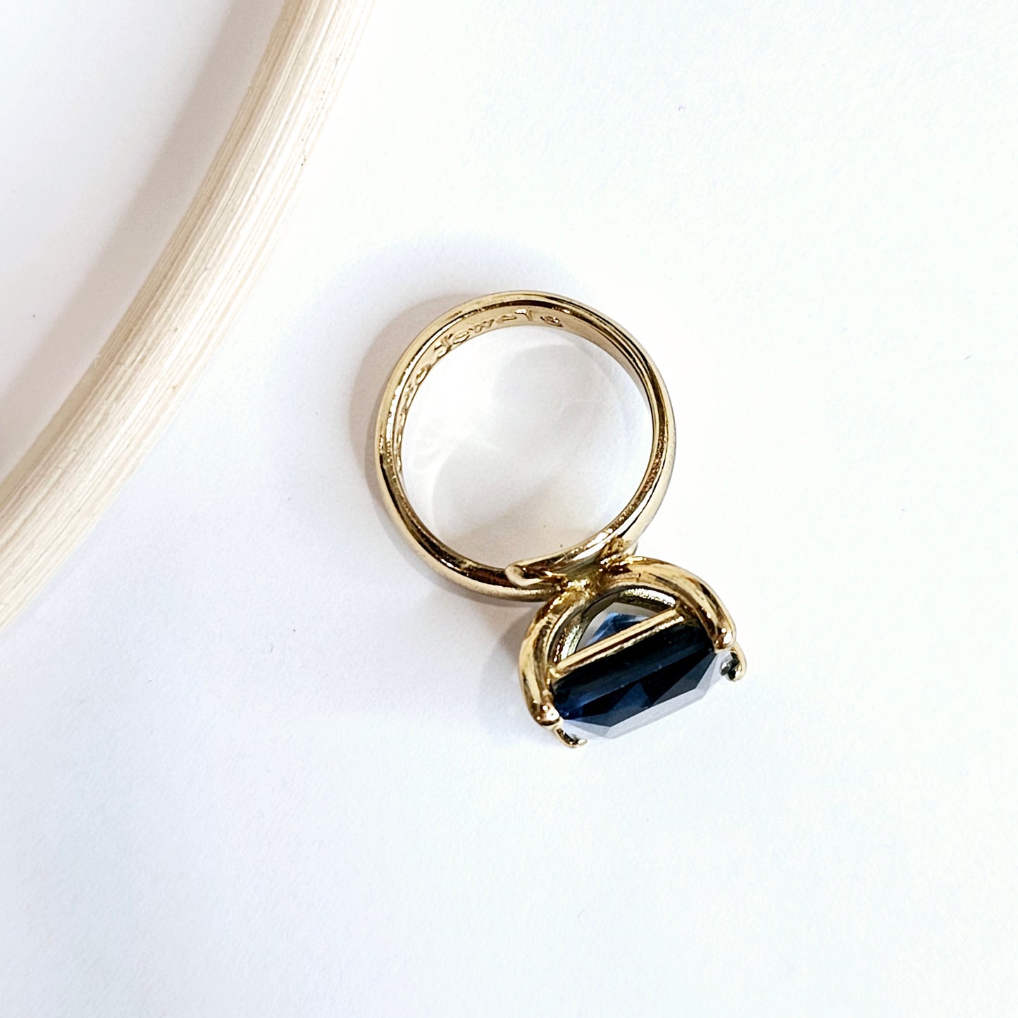 Half and Half Square Blue CZ Ring - Alchemia