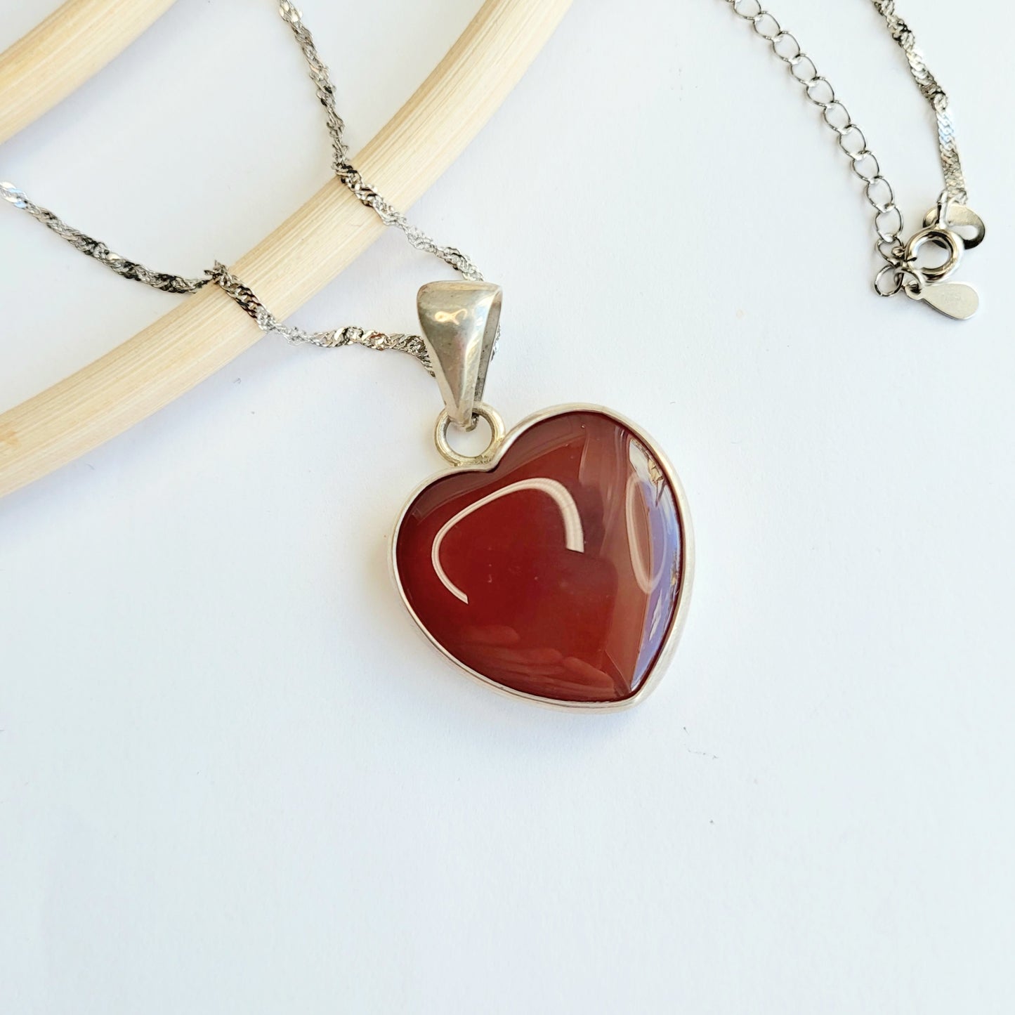 Rainbow Jasper Heart Pendant - Solid Sterling Silver