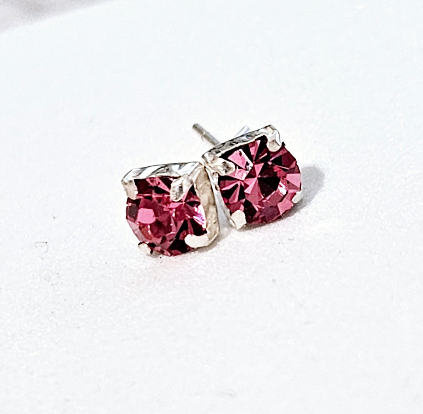 Colorful CZ Square Studs - Solid Sterling Silver