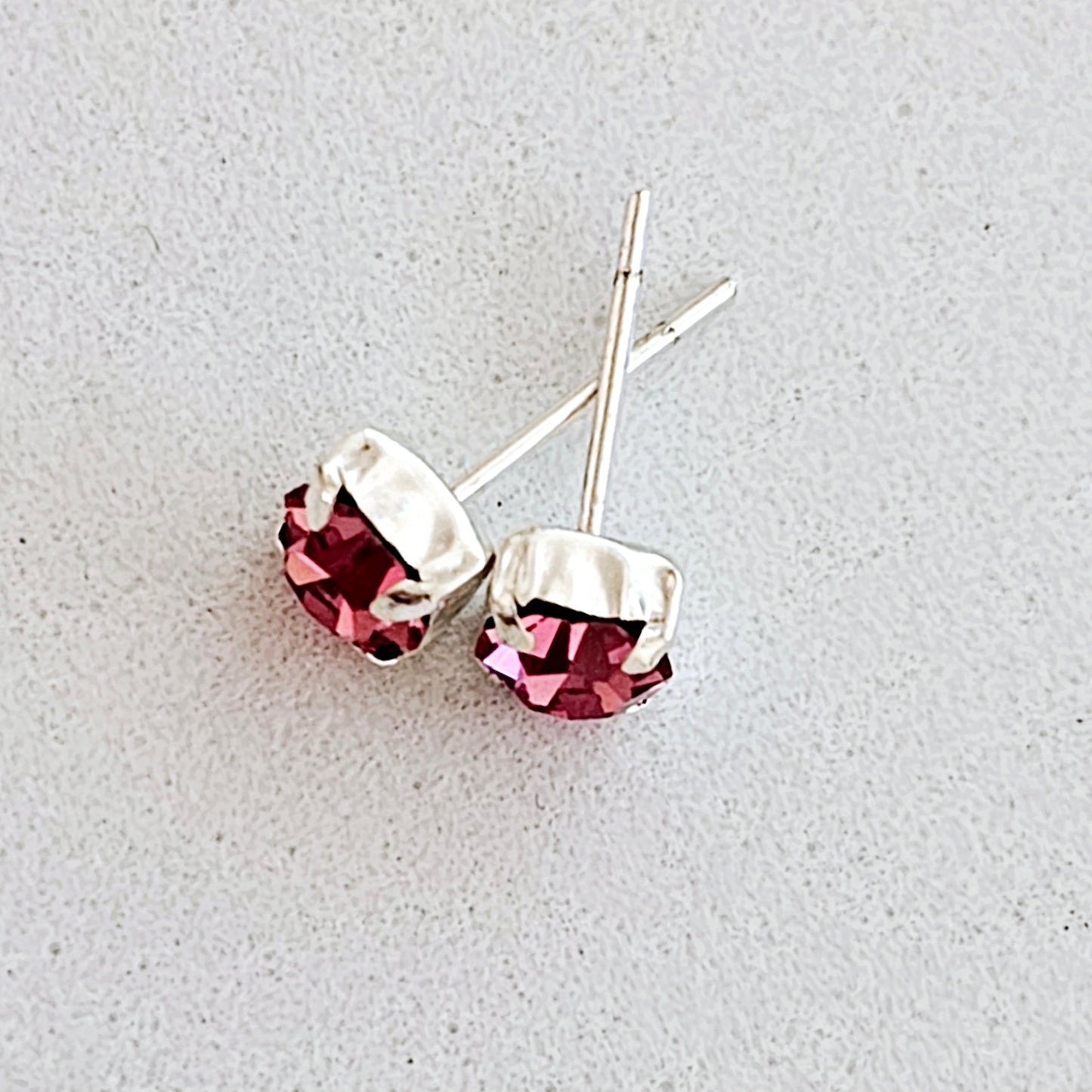 Colorful CZ Square Studs - Solid Sterling Silver
