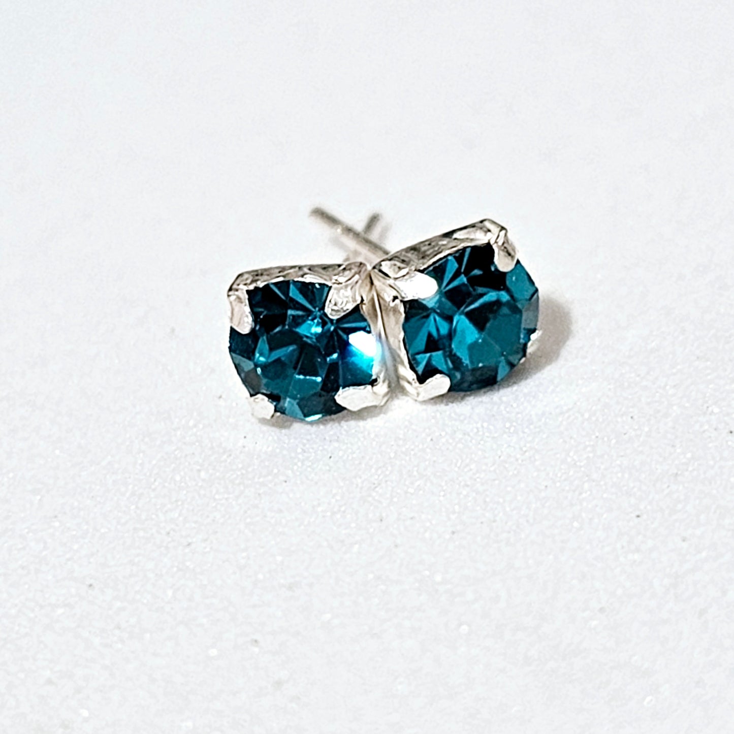 Colorful CZ Square Studs - Solid Sterling Silver