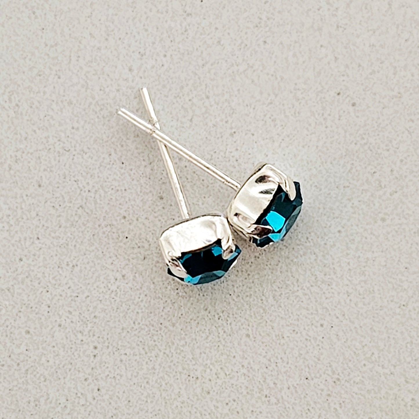 Colorful CZ Square Studs - Solid Sterling Silver