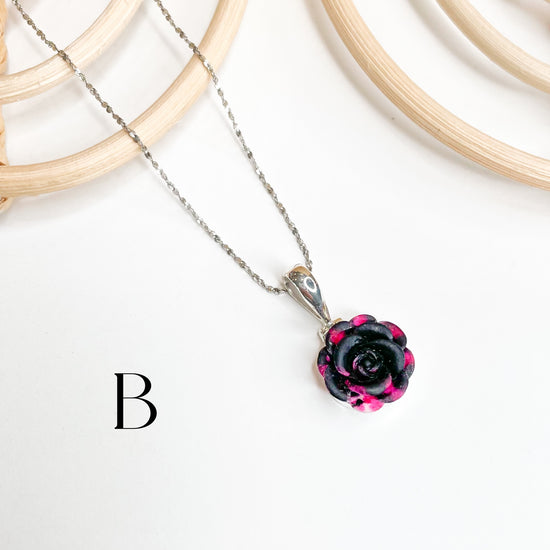 Colorful Rose Charm - Solid Sterling Silver