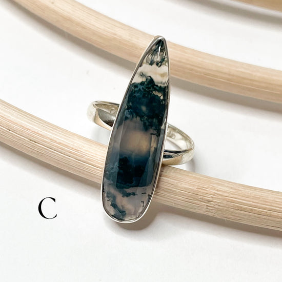 Moss Agate Ring - Solid Sterling Silver