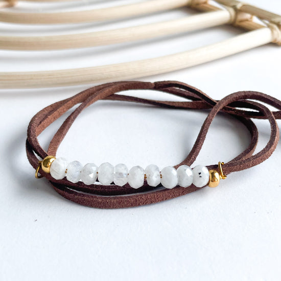 Dainty Moonstone Brown - Leather Wrap