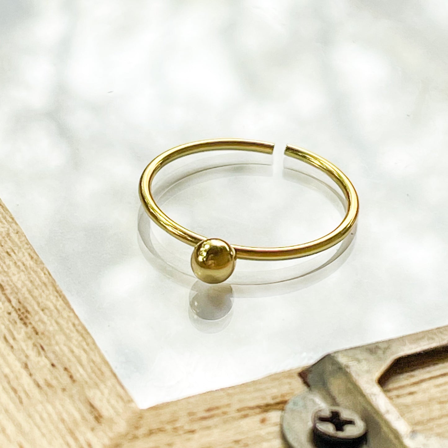 Boho Ball Ring - Solid Sterling Silver w 18k