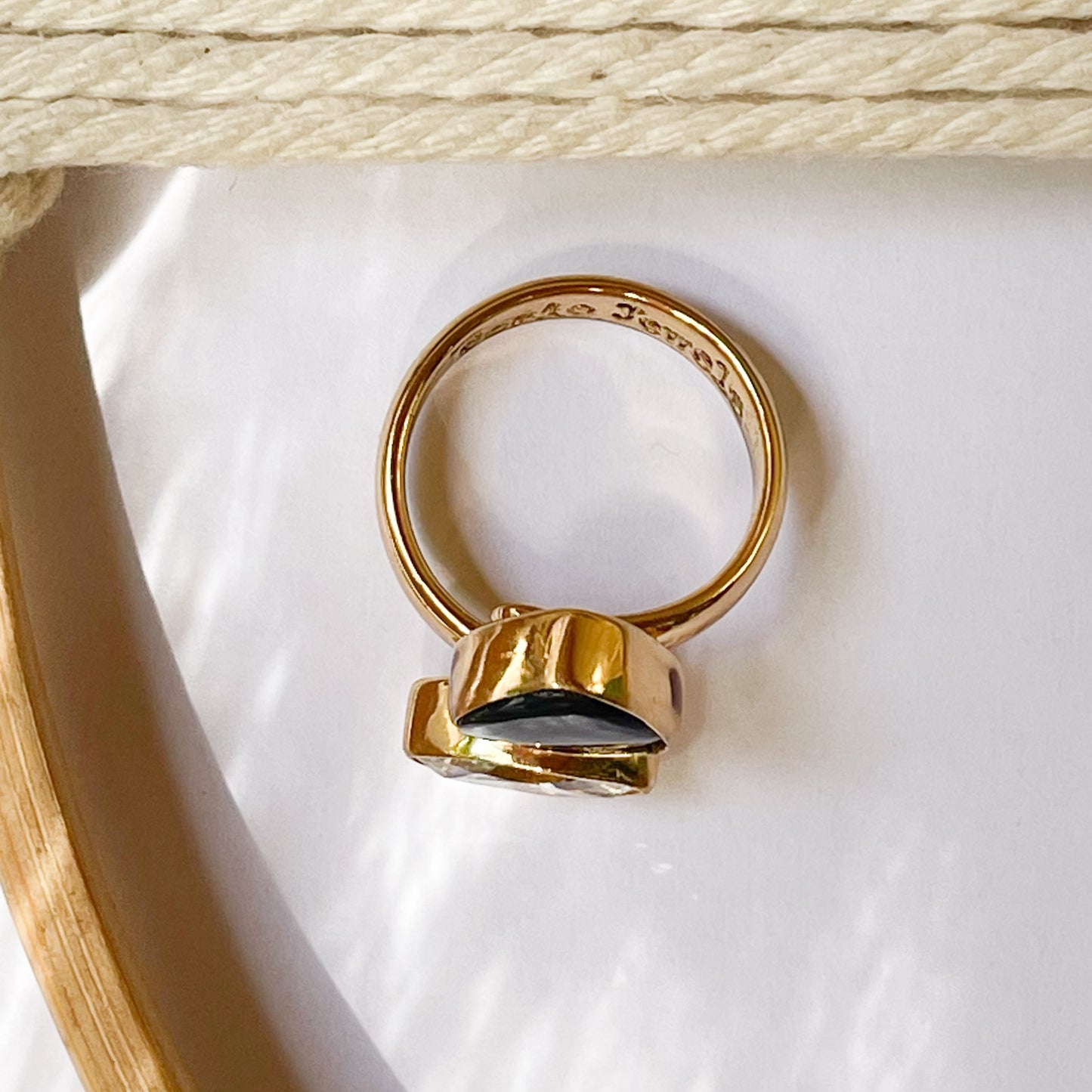 Black Onyx & CZ Bypass Ring - Alchemia Gold