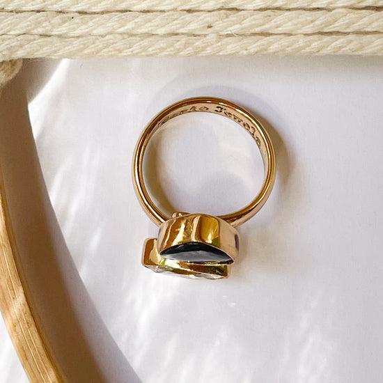 Black Onyx & CZ Bypass Ring - Alchemia Gold