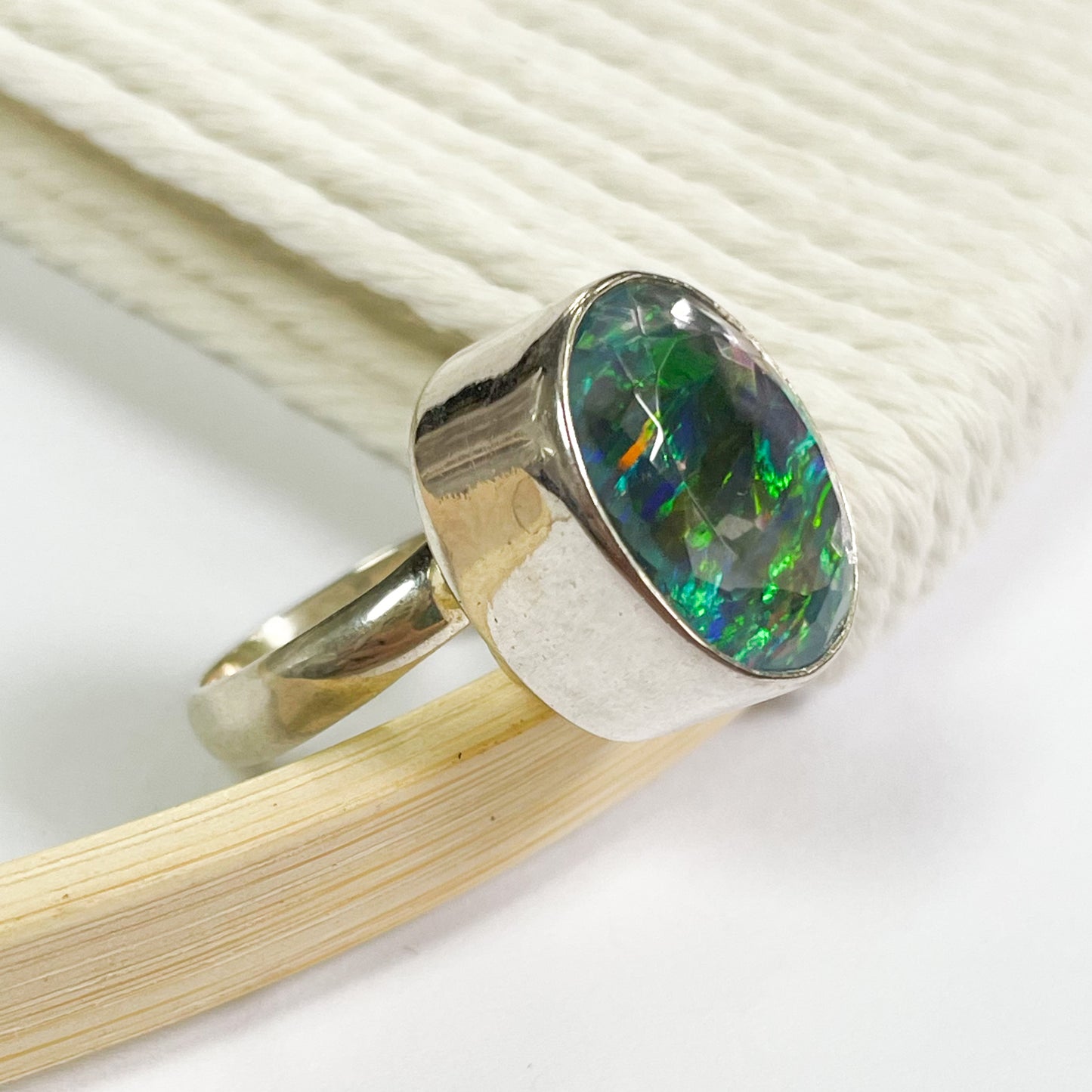 Blue Galaxy Doublet Ring - Solid Sterling Silver