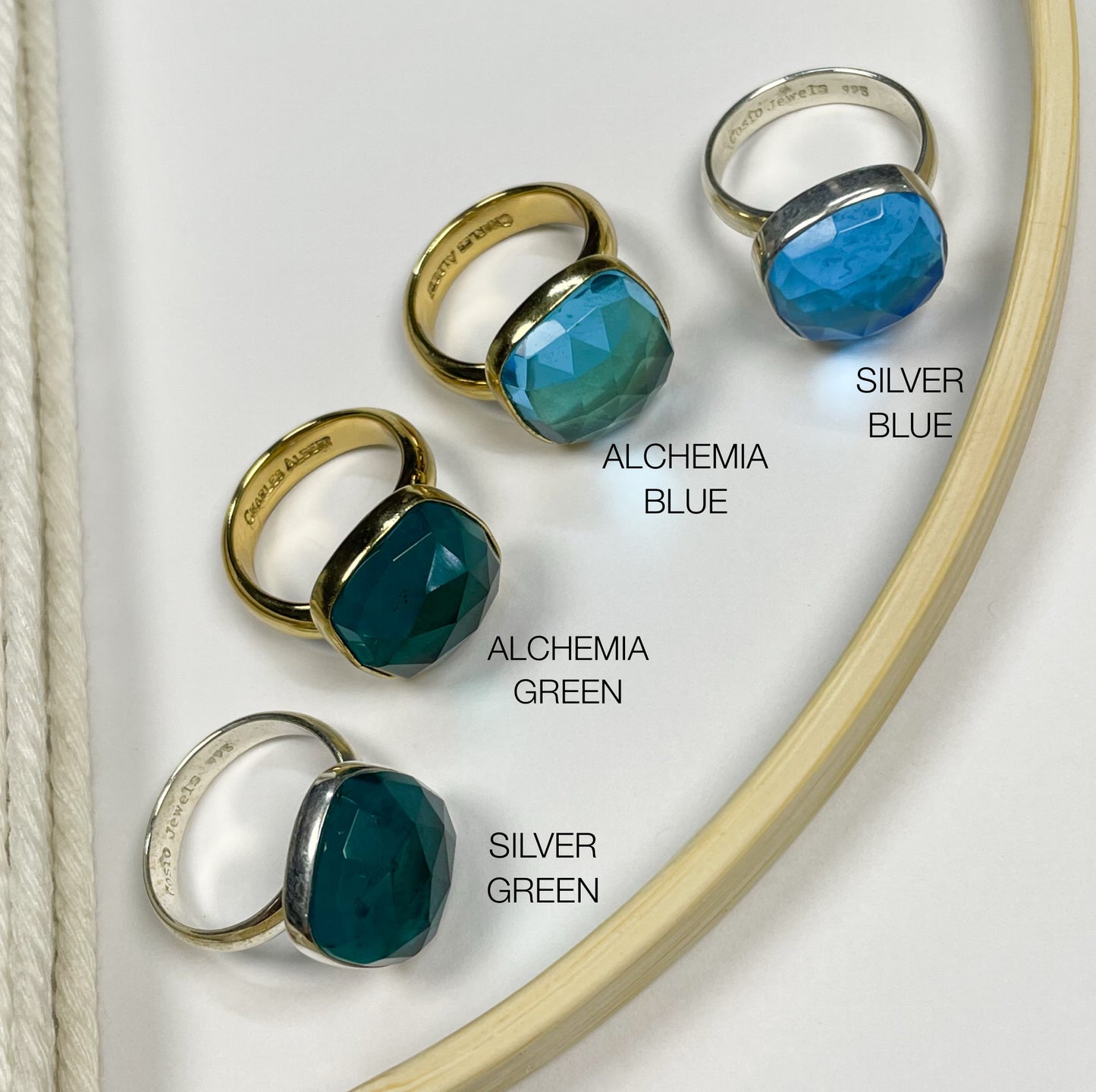 Blue or Green Doublet Ring - Both Metals