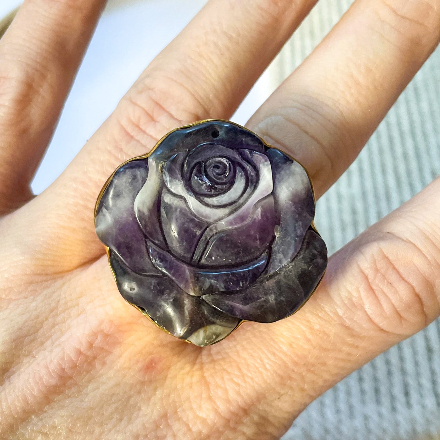 Chevron Amethyst Rose Ring - Alchemia Gold