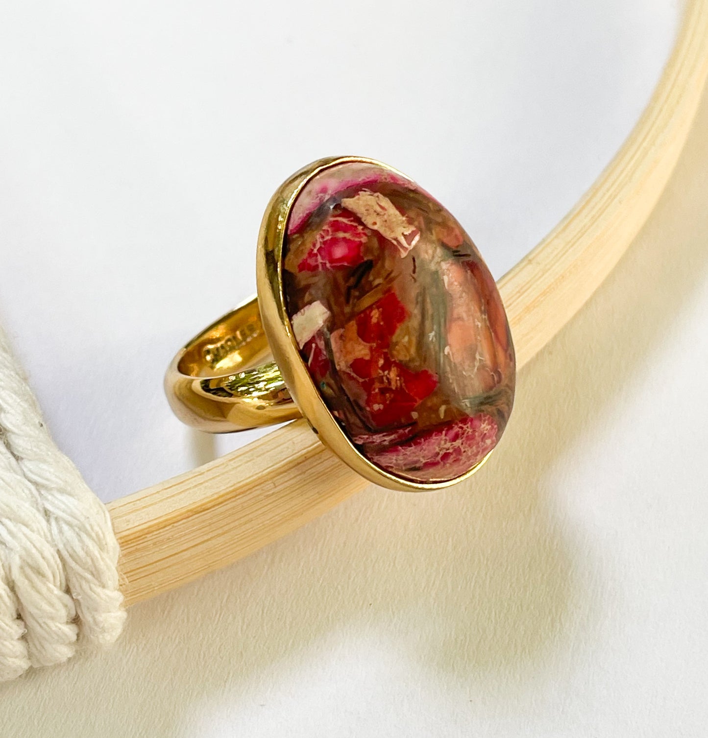 Vibrant Jasper Matrix Ring Mix - Both Metals