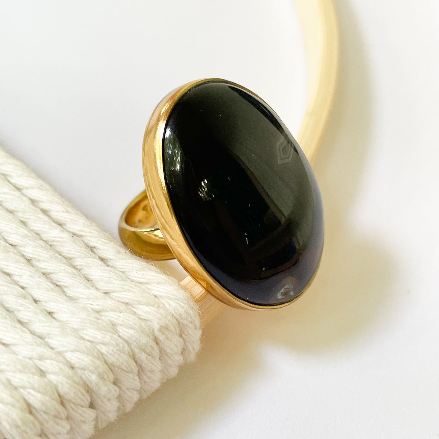 Black Agate Ring - Alchemia Gold