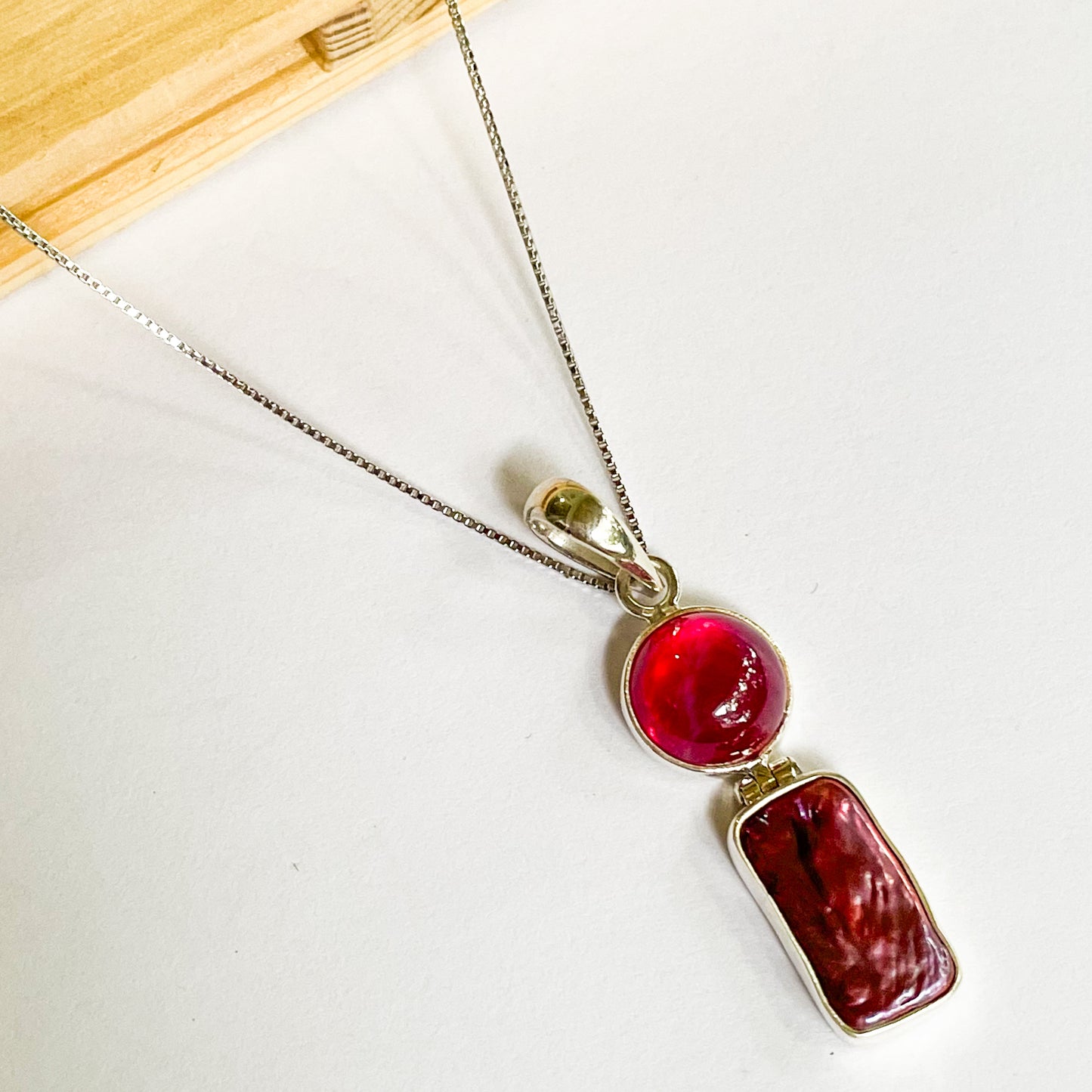 Star Diopside & Pearl Pendant - Solid Sterling Silver
