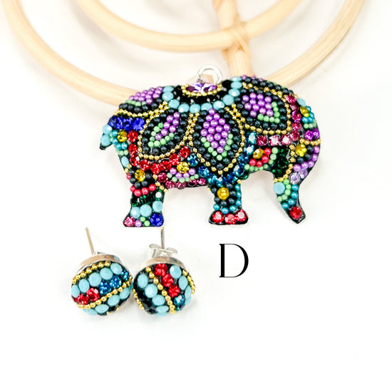 Large Mosaic Elephant - Solid Sterling Silver Mosaic