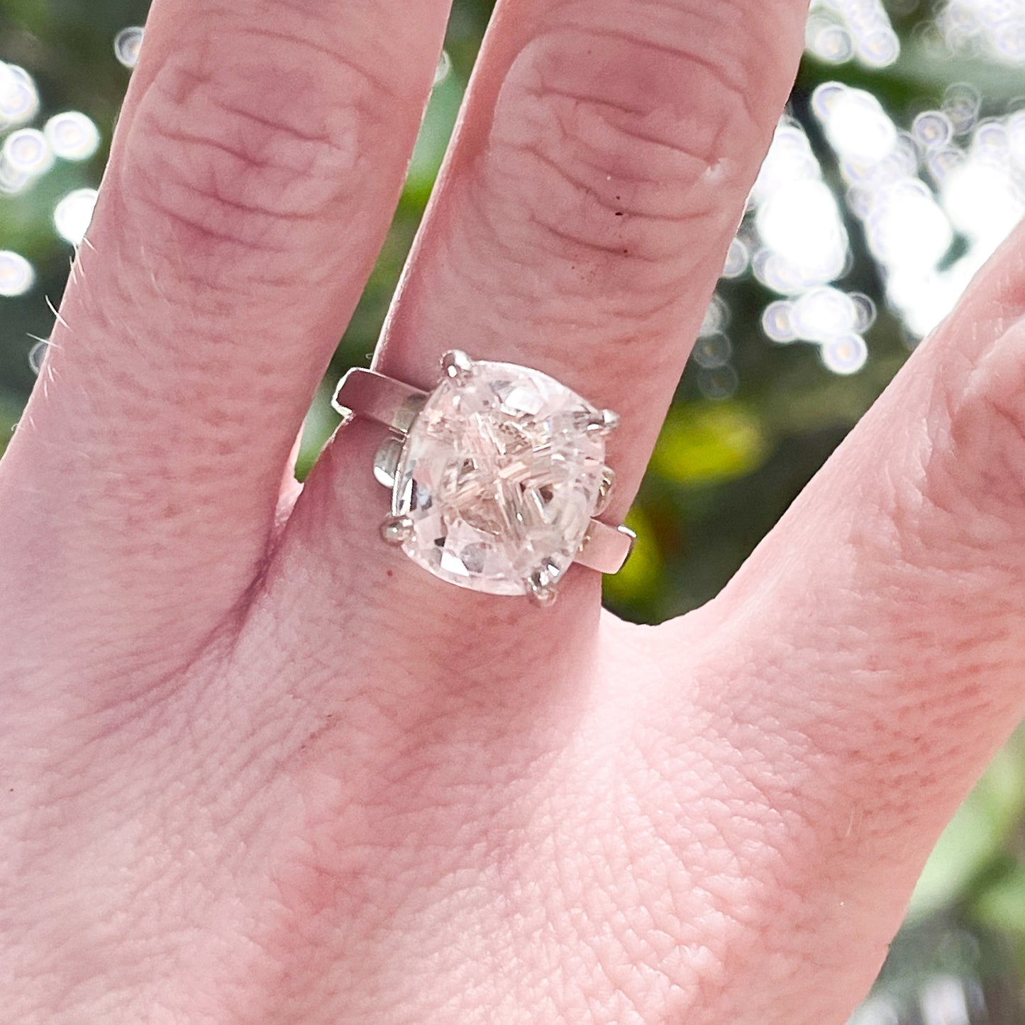 Oval Clear Quartz Prong - Solid Sterling Silver