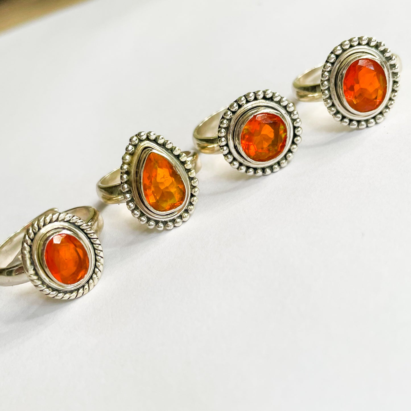 Orange Opal Ring - Solid Sterling Silver