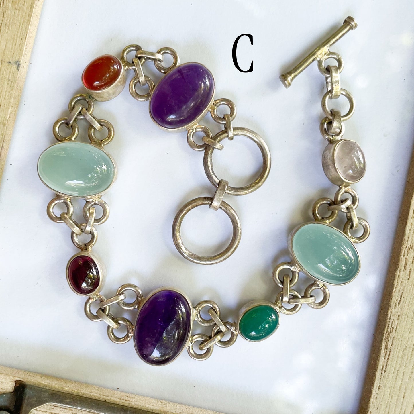 Solid Sterling Silver Stone Bracelet Blowout!