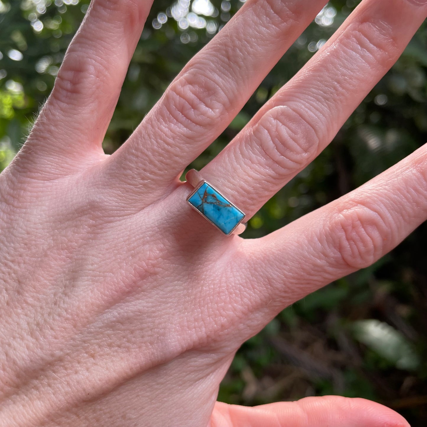 Copper Infused Turquoise Inlay Rings - Both Metals