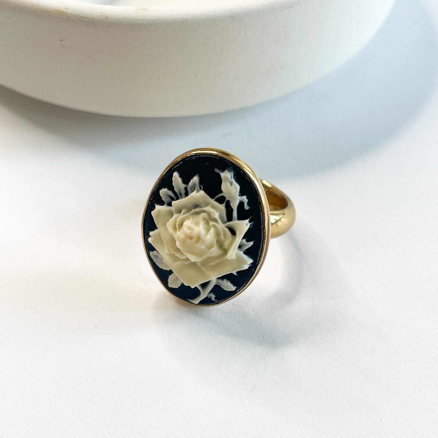 Cameo Black Rose Ring - Alchemia Gold