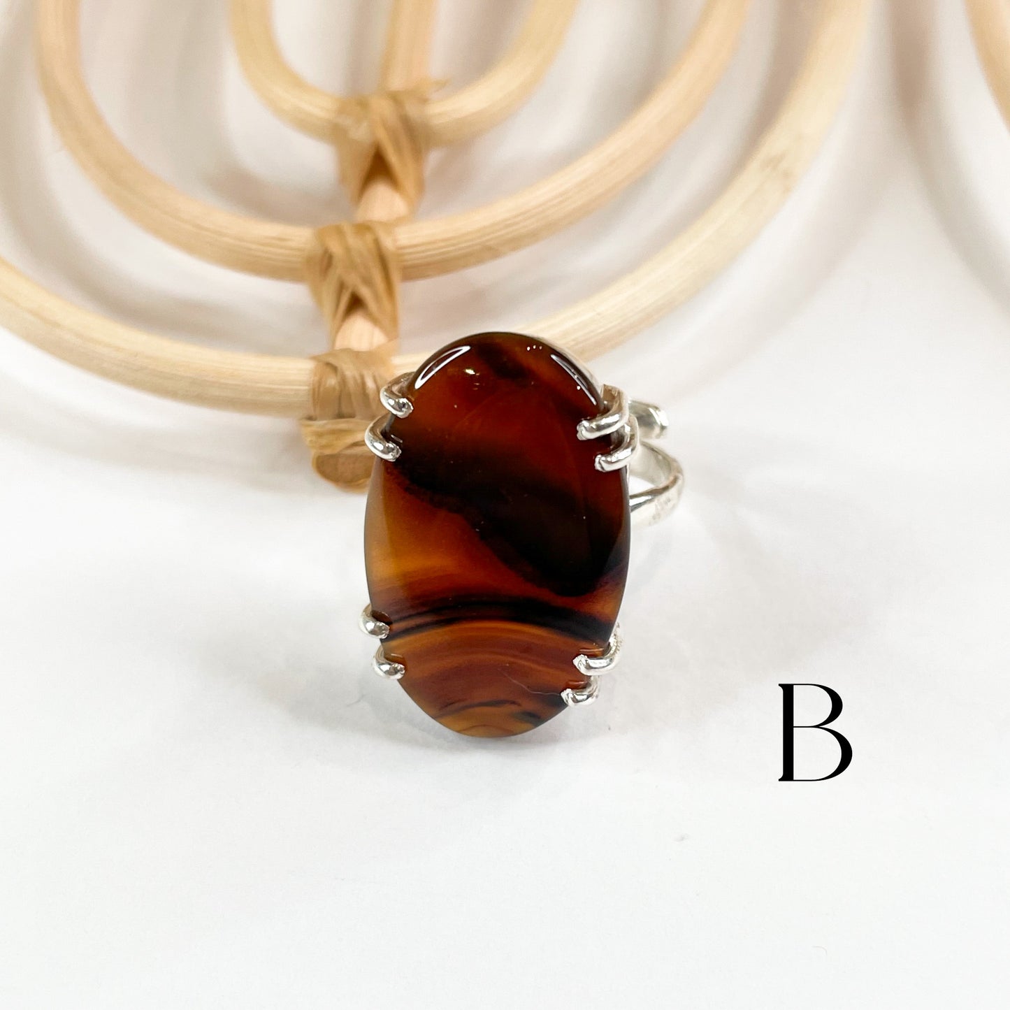 Montana Agate Prong Ring - Solid Sterling Silver