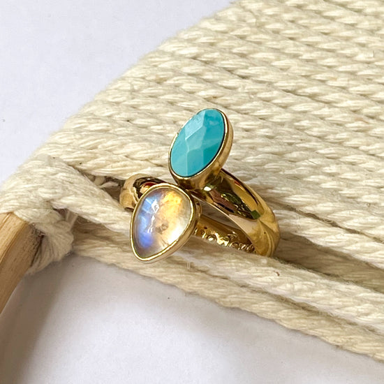 Turquoise & Moonstone Bypass Ring - Alchemia