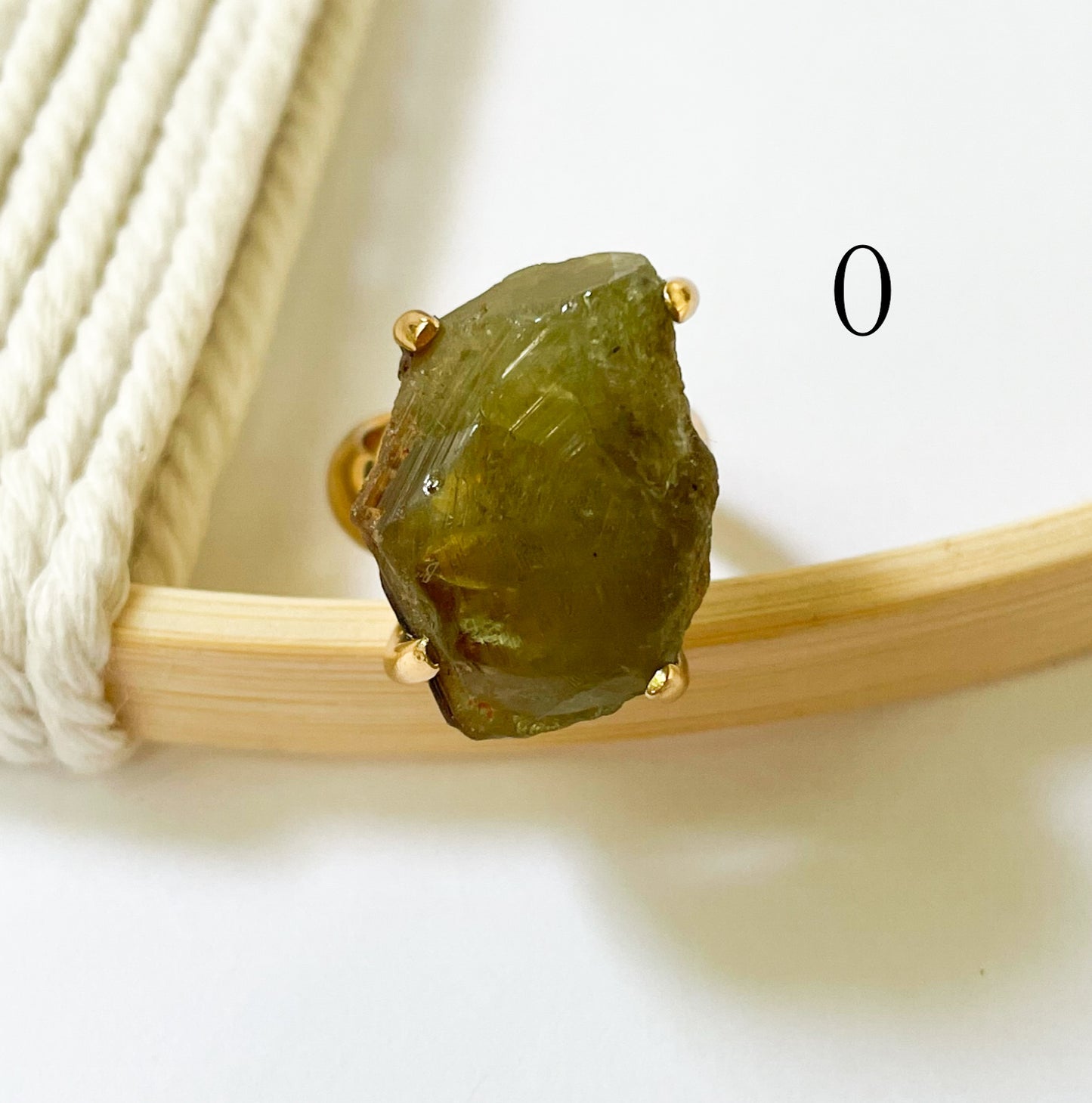 Raw Green Garnet Prong Ring - Alchemia Gold