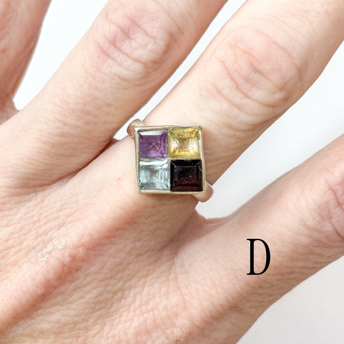 Multi Gemstone Inlay Rings - Solid Sterling Silver