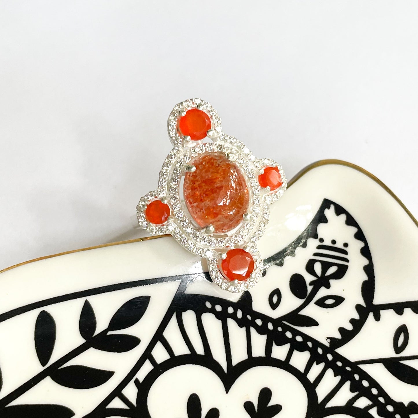 Sunstone Gemstone Ring - Solid Sterling Silver