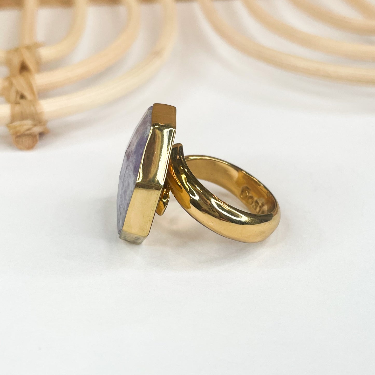 Octagon  Lepidolite Ring - Alchemia