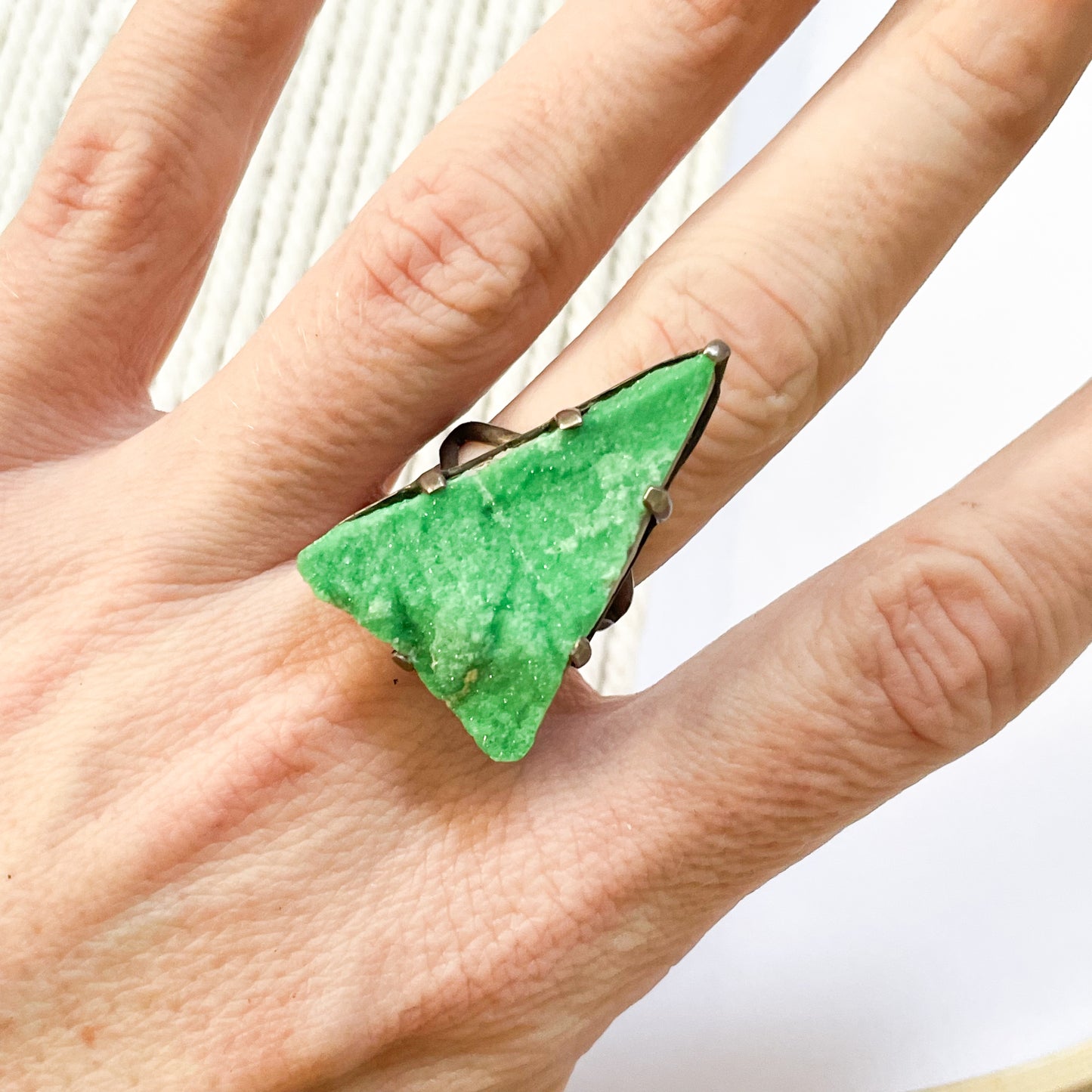 Green Arrow Druzy Ring - Size 7.5 - Starborn