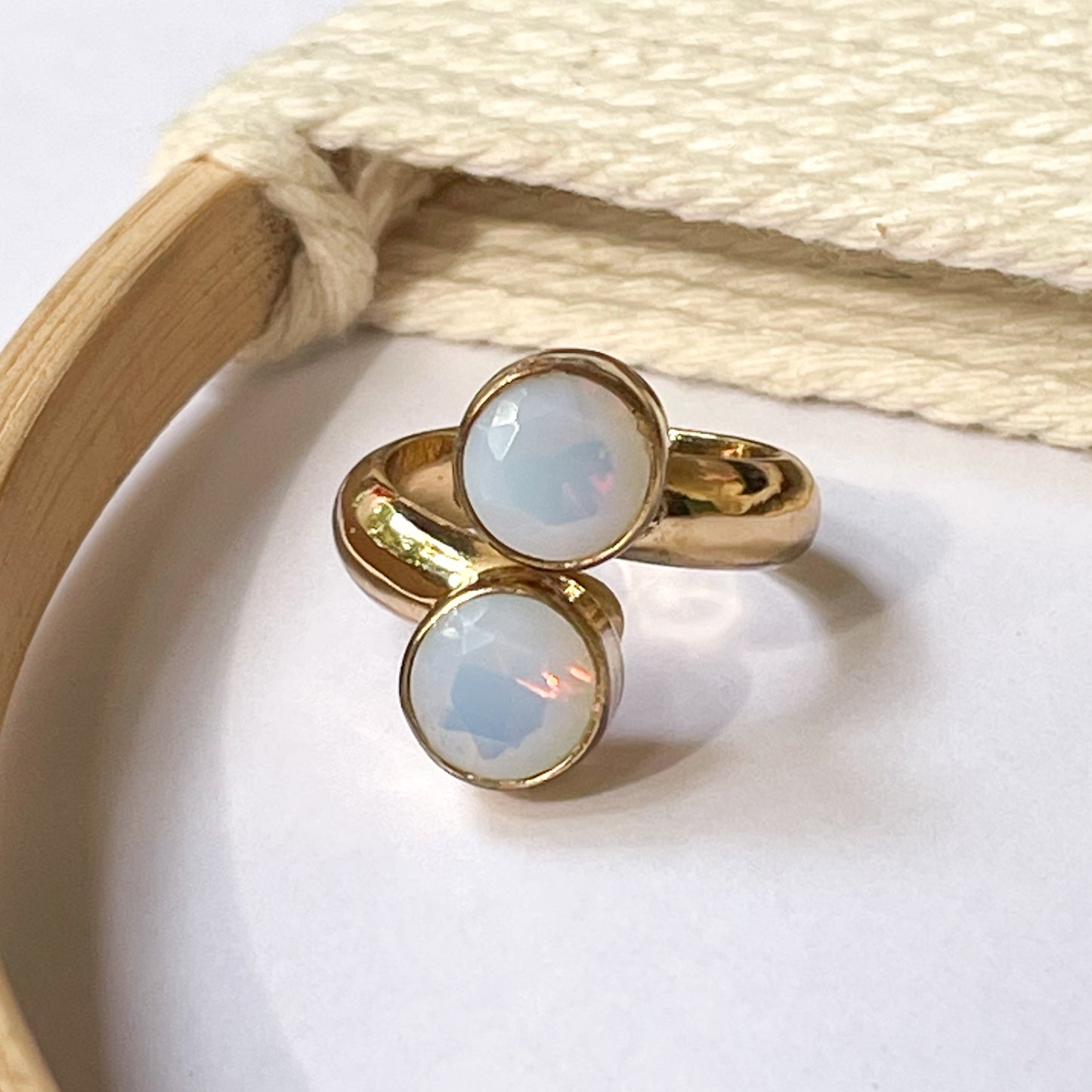 Opalite Bypass Adjustable Ring - Alchemia