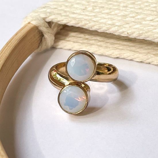 Opalite Bypass Adjustable Ring - Alchemia