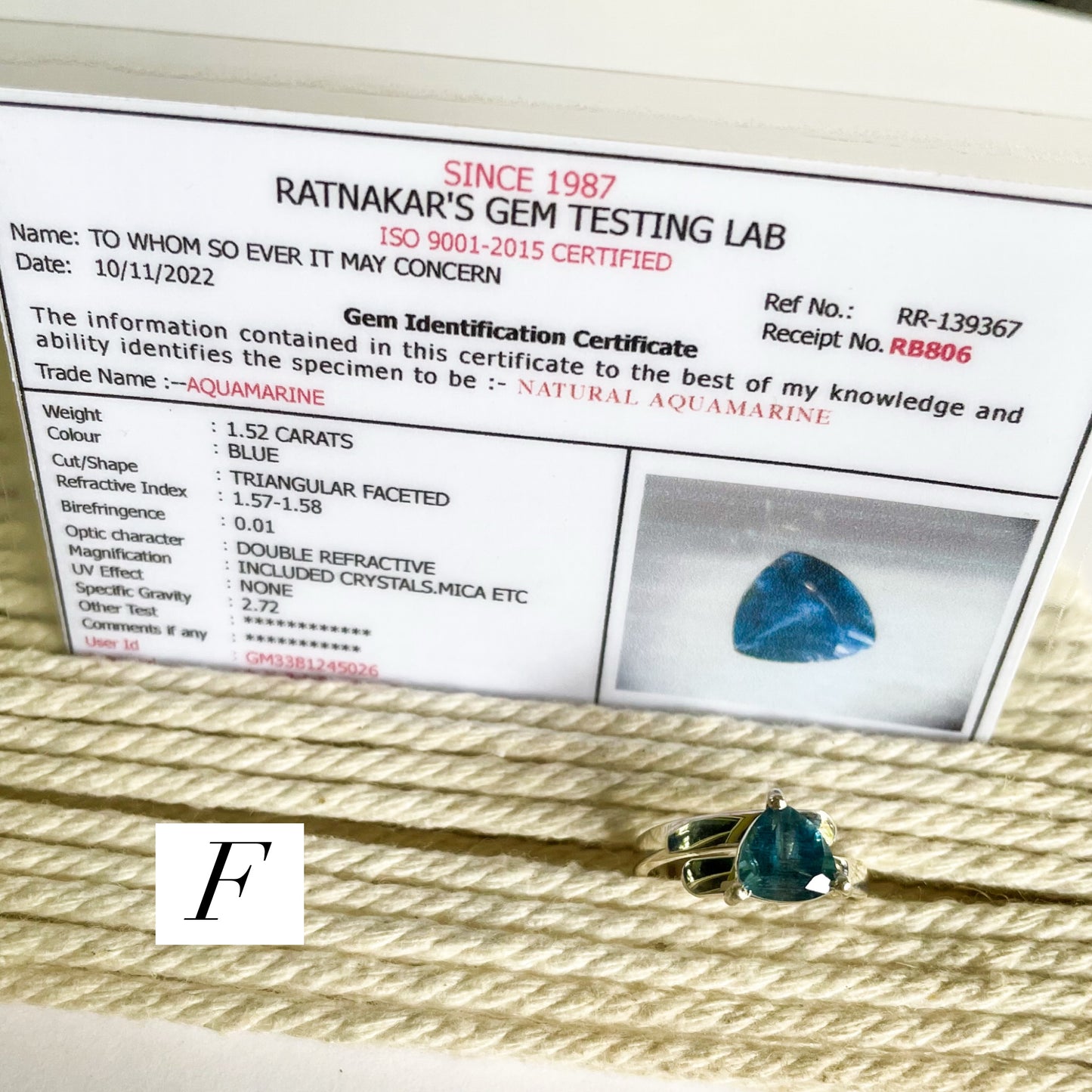 Certified Dark Aquamarine Prong Rings - Solid Sterling Silver