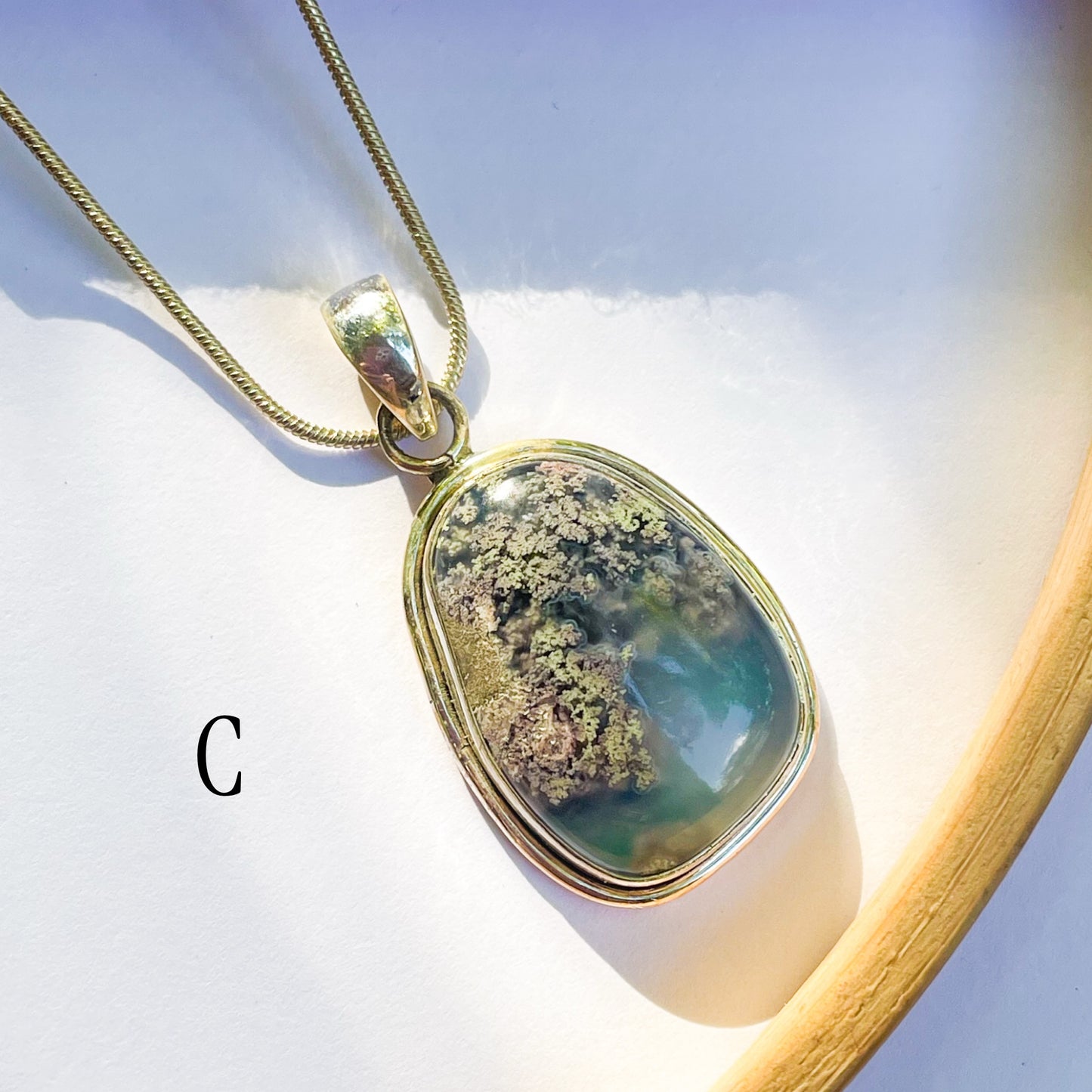 Aura Opal & Moss Agate Ring & Pendant - Solid Sterling Silver