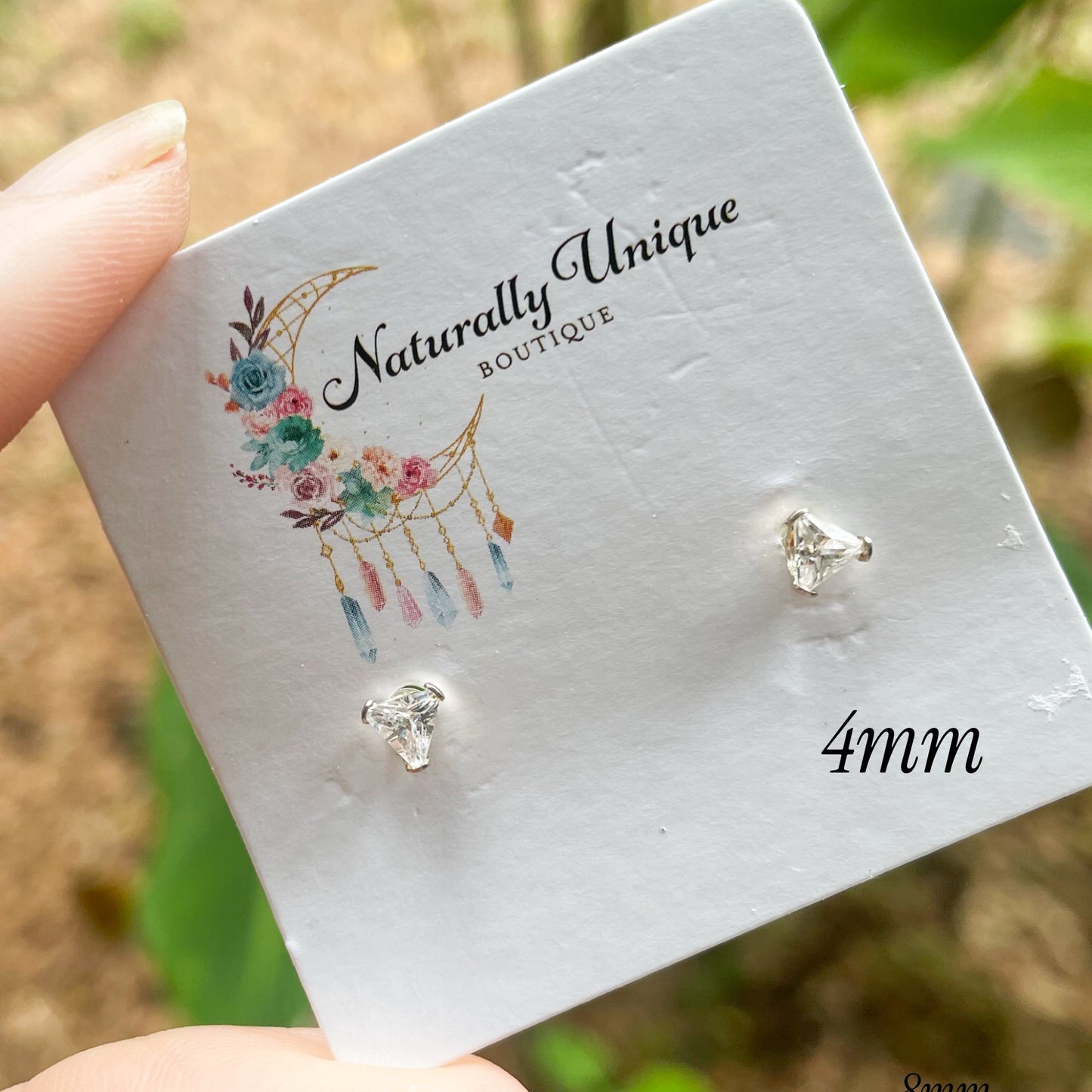 CZ Trillion Stud Earring - Solid Sterling Silver