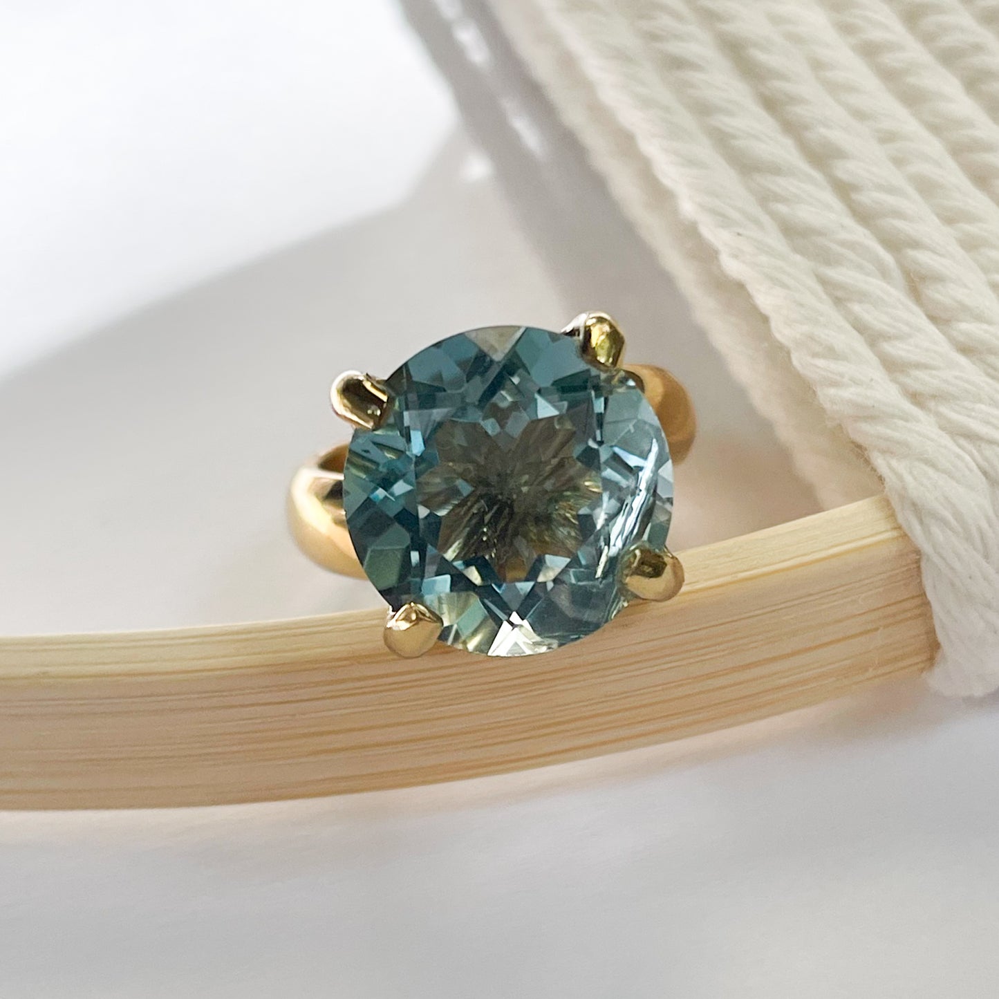 Blue Polka Dot Prong Ring - Alchemia Gold